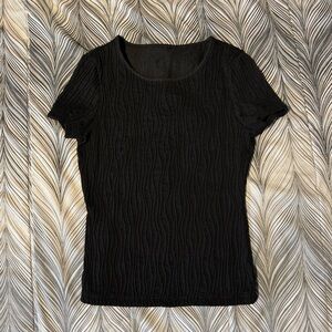 Women’s Black Ribbed Everyday Tee Shirt